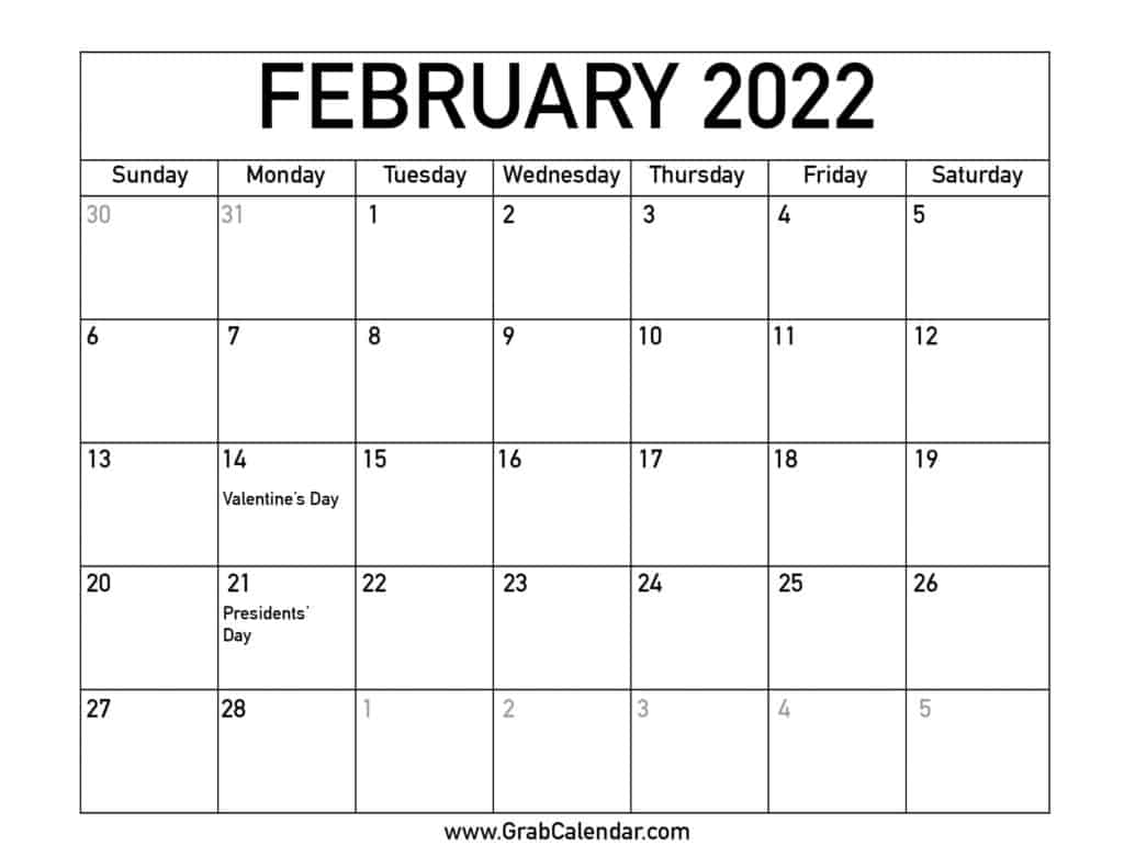 printable february 2022 calendar