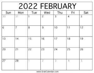 Printable February 2022 Calendar