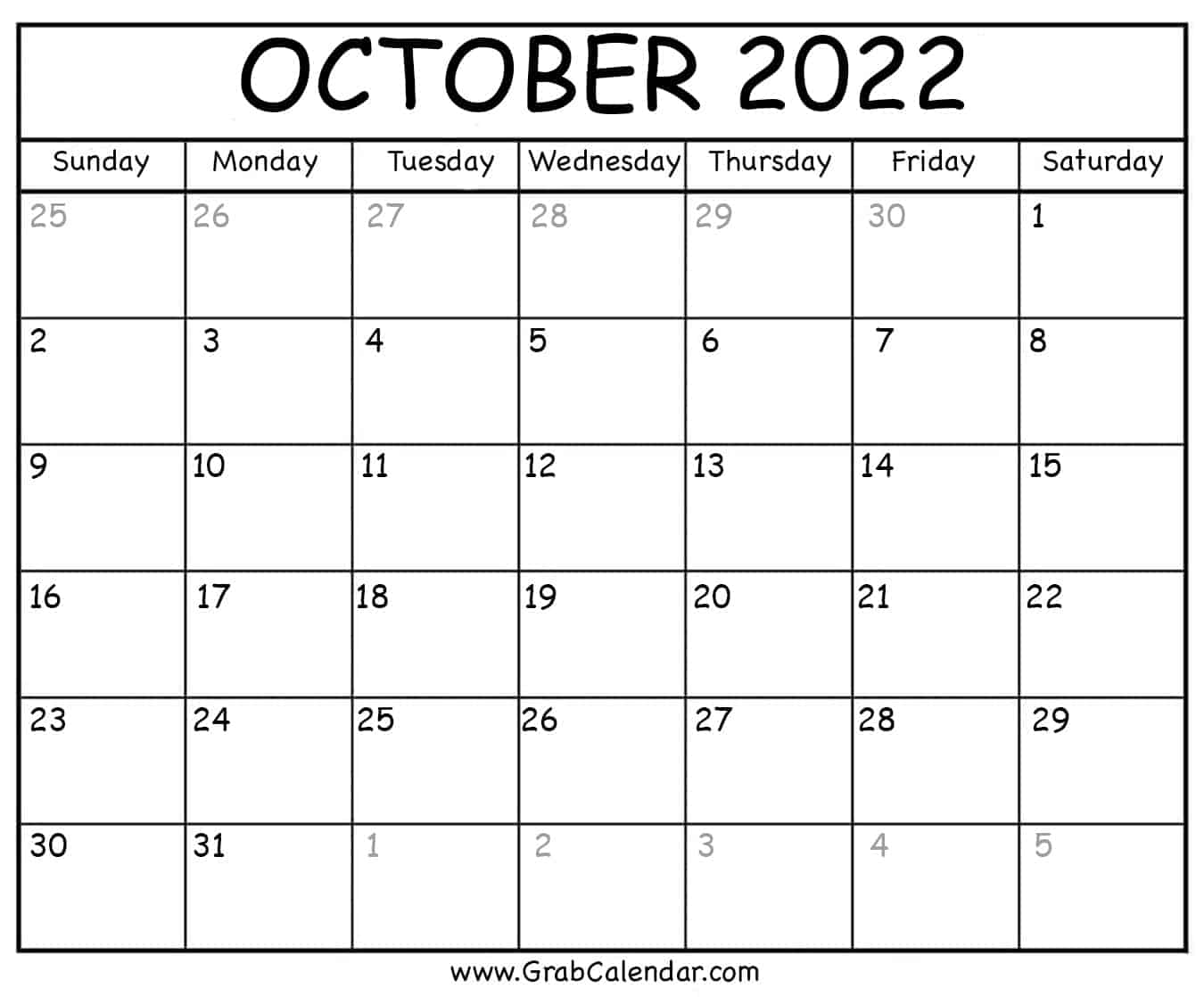 October 2022 Calendar With Holidays Printable October 2022 Calendar