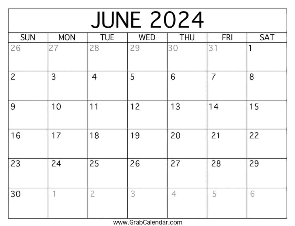 Printable June 2024 Calendar