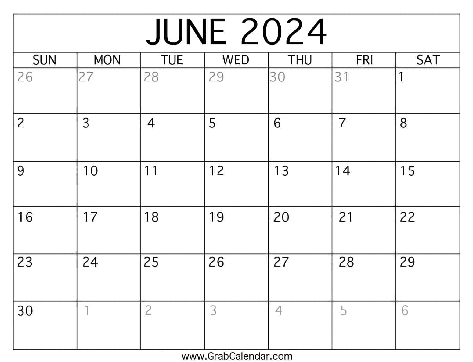 2024 June Calendar Print Out Blank 2021 Summer 2024 Calendar
