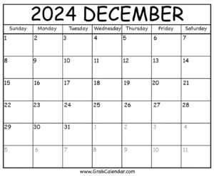 Printable December 2024 Calendar