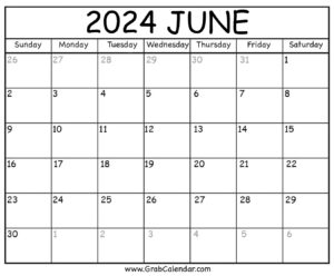 Printable June 2024 Calendar