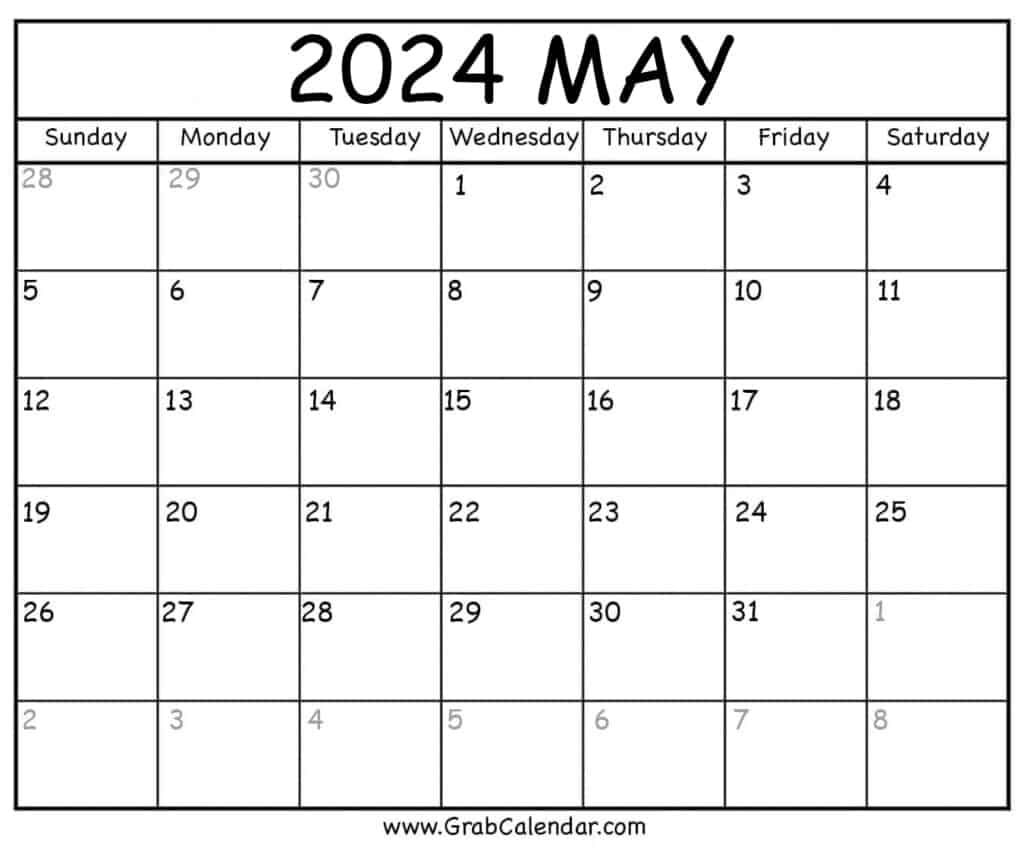 Printable May 2024 Calendar