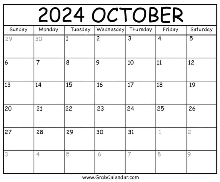 Printable October 2024 Calendar