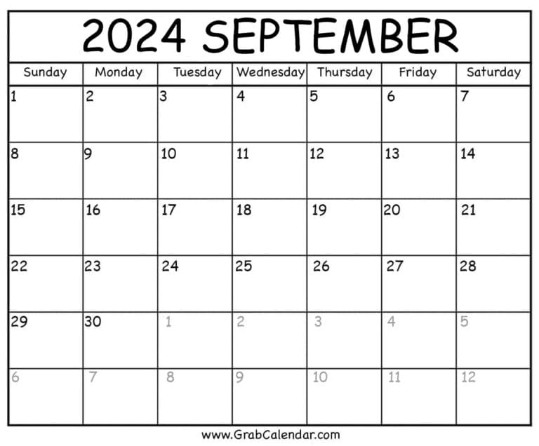 Printable September 2024 Calendar