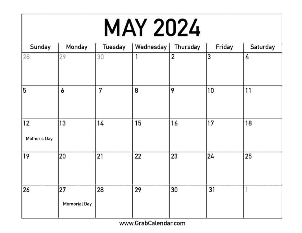 Printable May 2024 Calendar