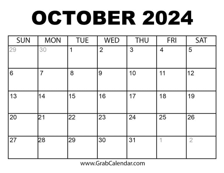 Printable October 2024 Calendar