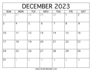 Printable December 2023 Calendar