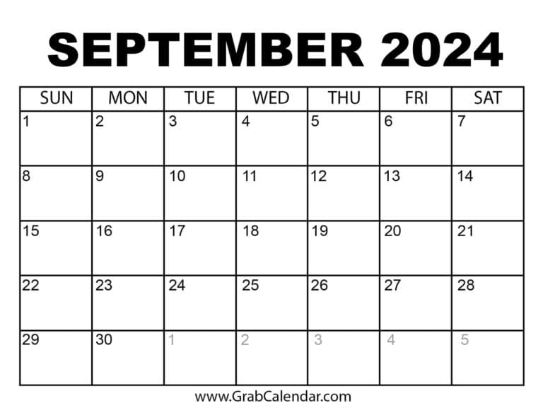 Printable September 2024 Calendar