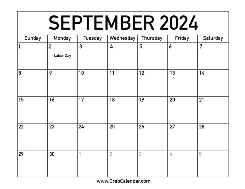 Printable September 2024 Calendar