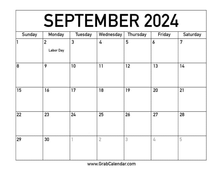 Printable September 2024 Calendar