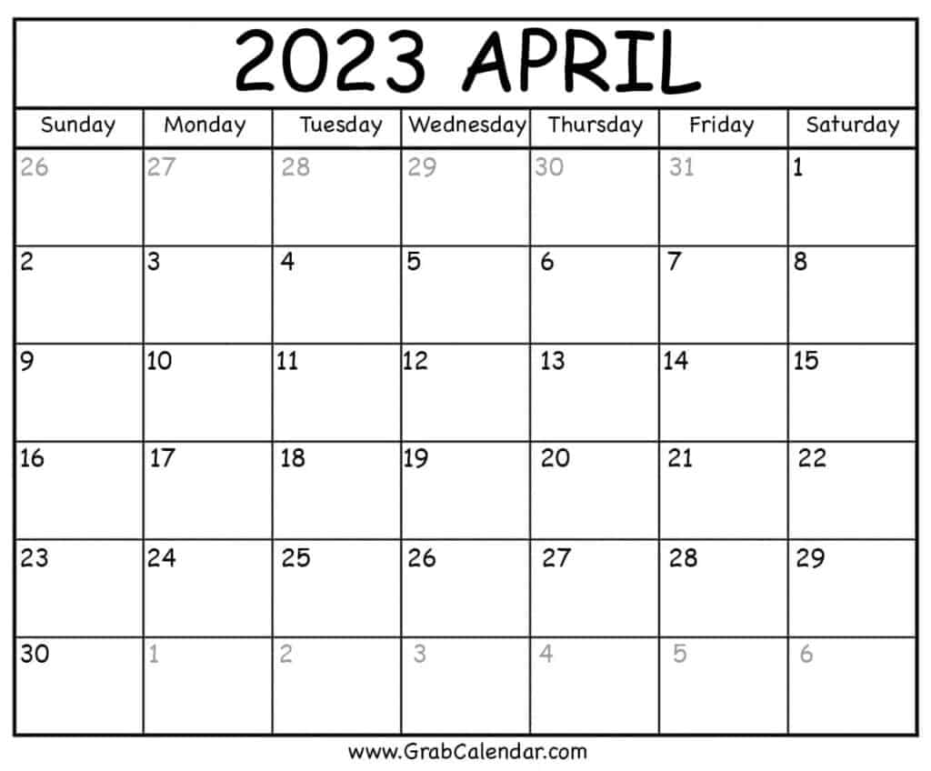 printable april 2023 calendar
