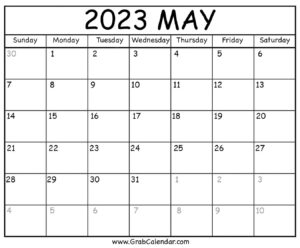 Printable May 2023 Calendar