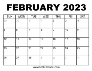 Printable February 2023 Calendar