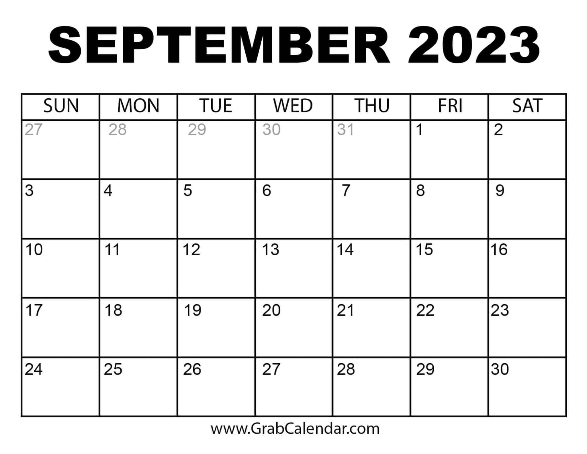 Printable September 2023 Calendar