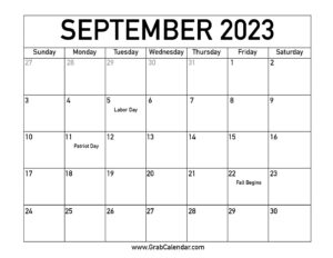 Printable September 2023 Calendar