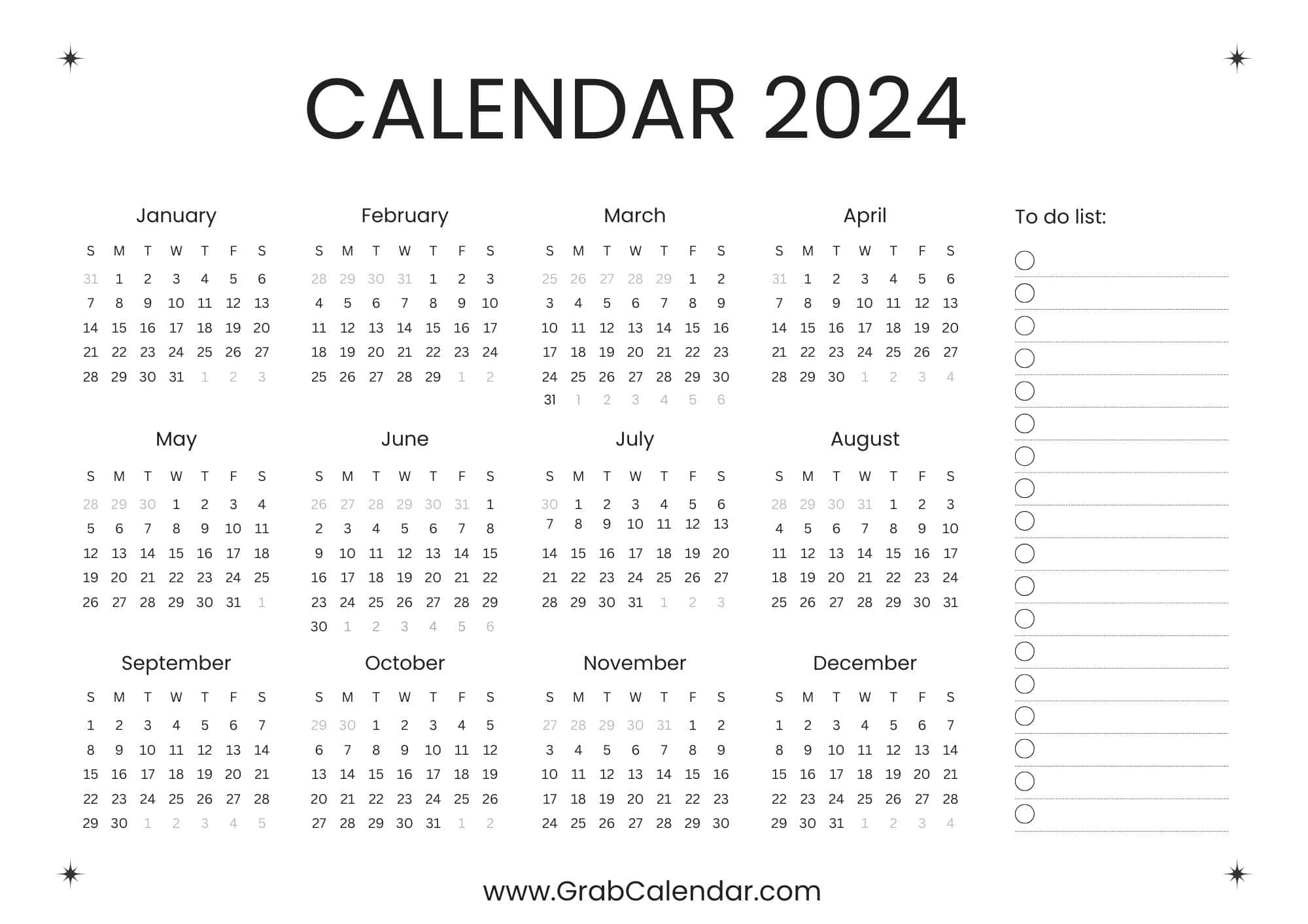 Blank 2024 Calendar