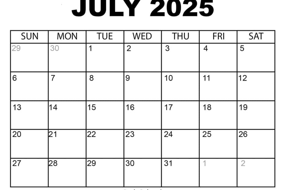 July 2025 Calendar