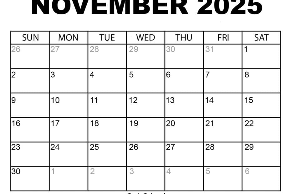 November 2025 Calendar