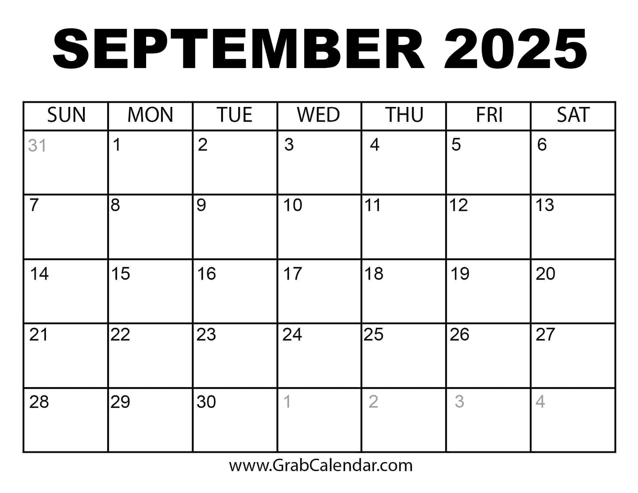 September 2025 Calendar